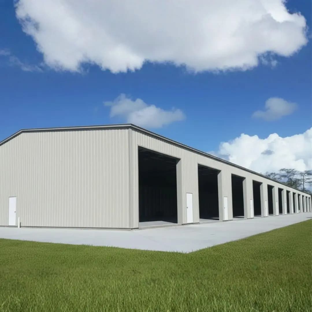 60-foot by 300-foot pre-engineered metal building with red-iron frame, eave height 20 feet — built by BHR Construction